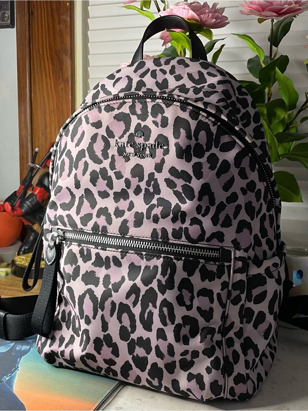 Kate Spade pink/purple Leopard Print Backpack